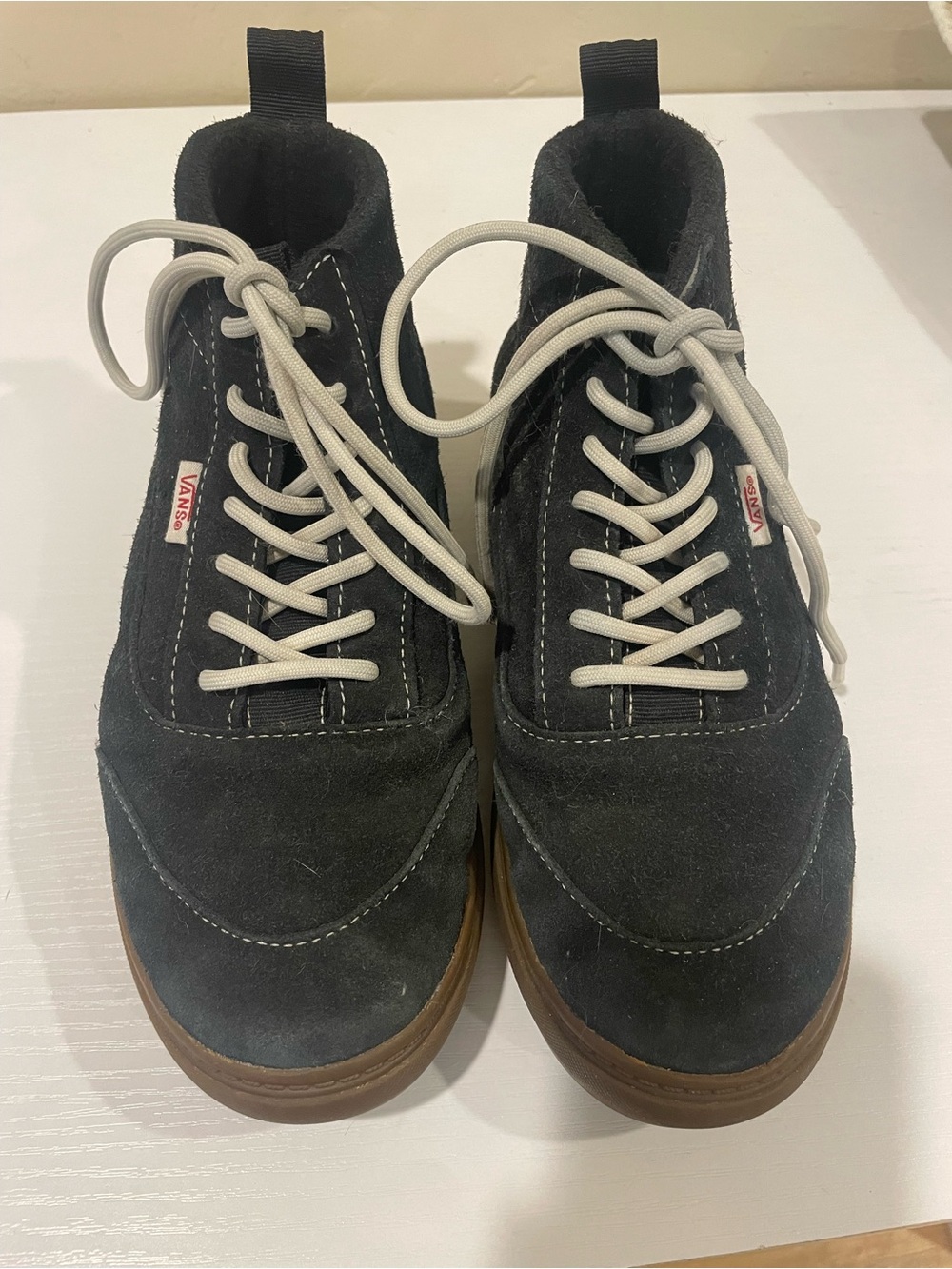 Vans Black Suede High-Top Boots with Cream Laces